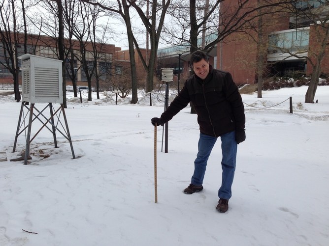 Bill Syrett Measures snow